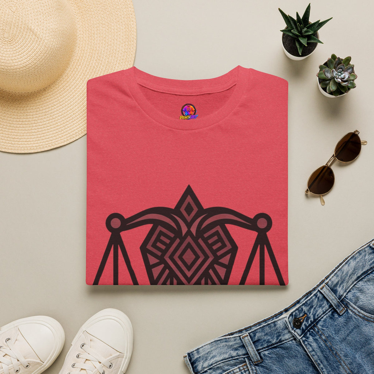 Libra Scales Graphic T‑Shirt — Tribal Zodiac Balance Design