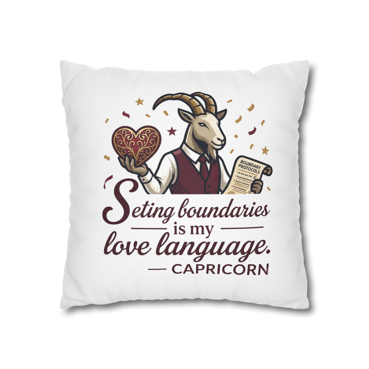 Capricorn Pillowcase - "Setting Boundaries Is My Love Language" Zodiac Throw Pillowcase