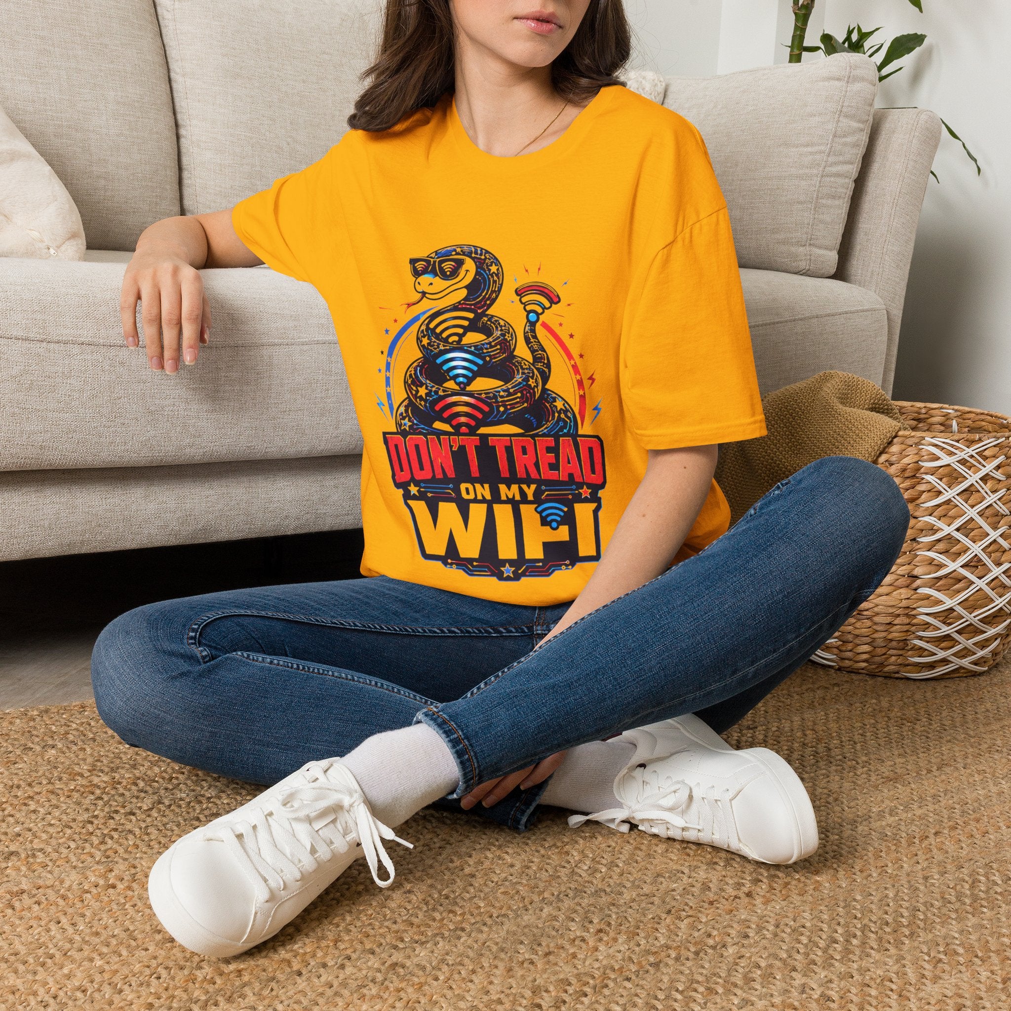 Don’t Tread on My WiFi T-Shirt — Patriotic Gadsden Snake WiFi Tee