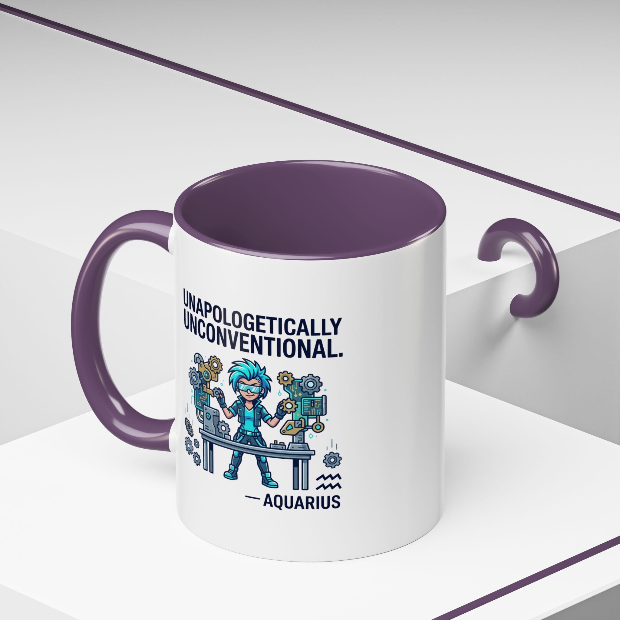 Aquarius Coffee Mug - "Unapologetically Unconventional" Zodiac Accent Mug 11oz