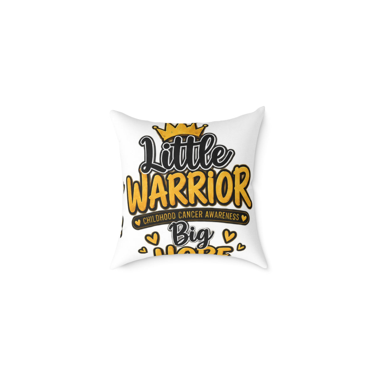 Little Warrior Childhood Cancer Awareness Pillow — Square Poly Canvas Throw Pillow