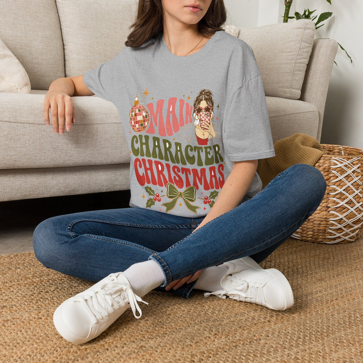 Christmas T-Shirt — "Main Character Christmas" Graphic Tee (Holiday Mom Aesthetic)