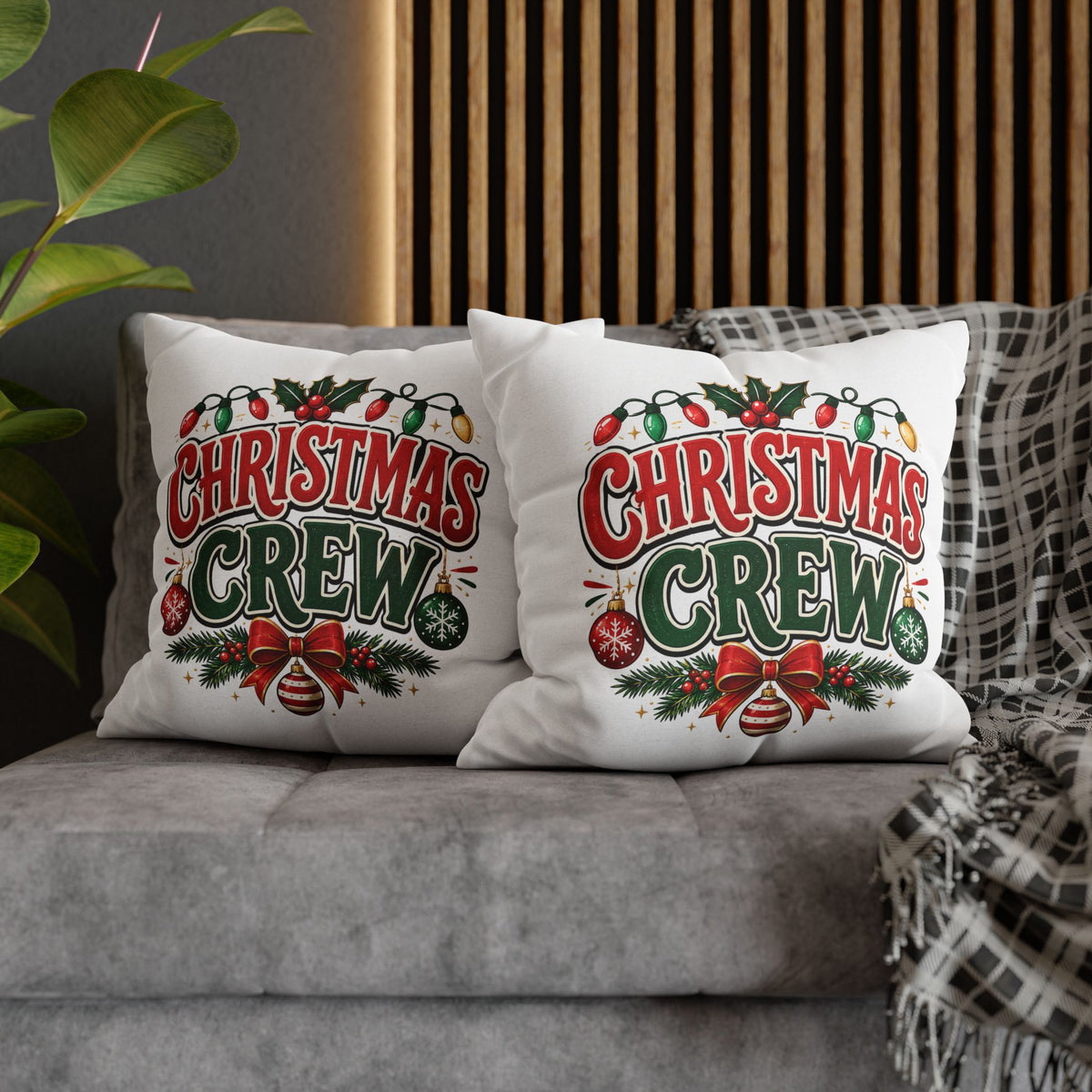 Christmas Crew Holiday Throw Pillowcase — Festive Decorative Cushion Cover