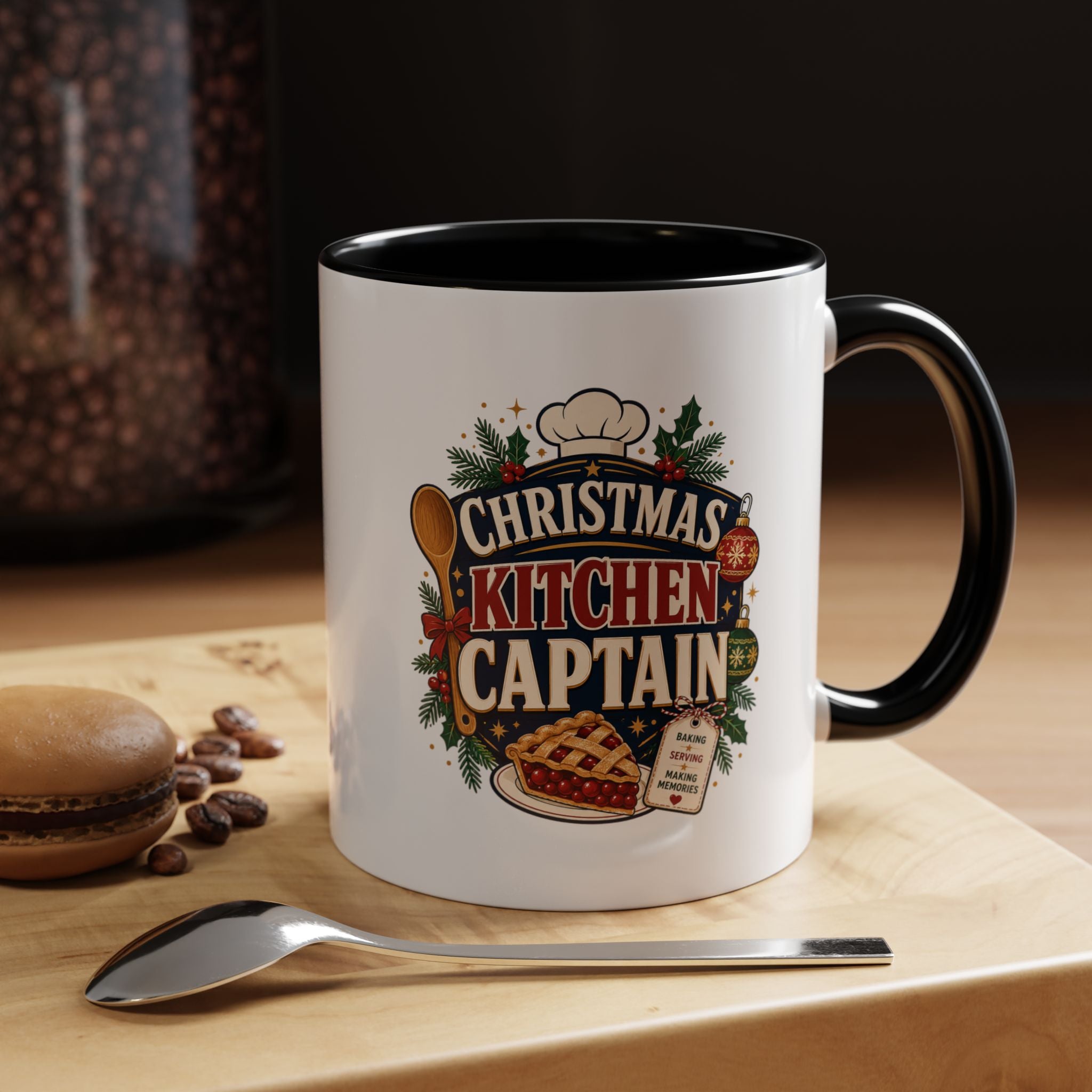 Modern Day Christmas Kitchen Captain Accent Coffee Mug — Holiday Baking Chef Gift (11/15oz)