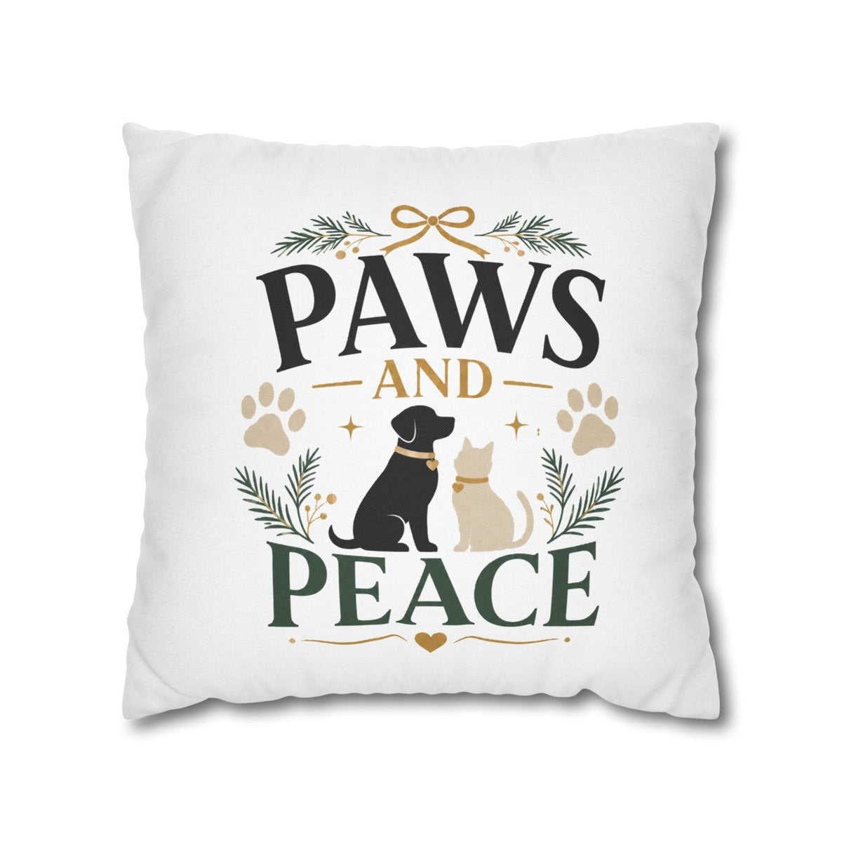 Christmas Paws and Peace Throw Pillowcase — Pet Holiday Decorative Cushion Cover