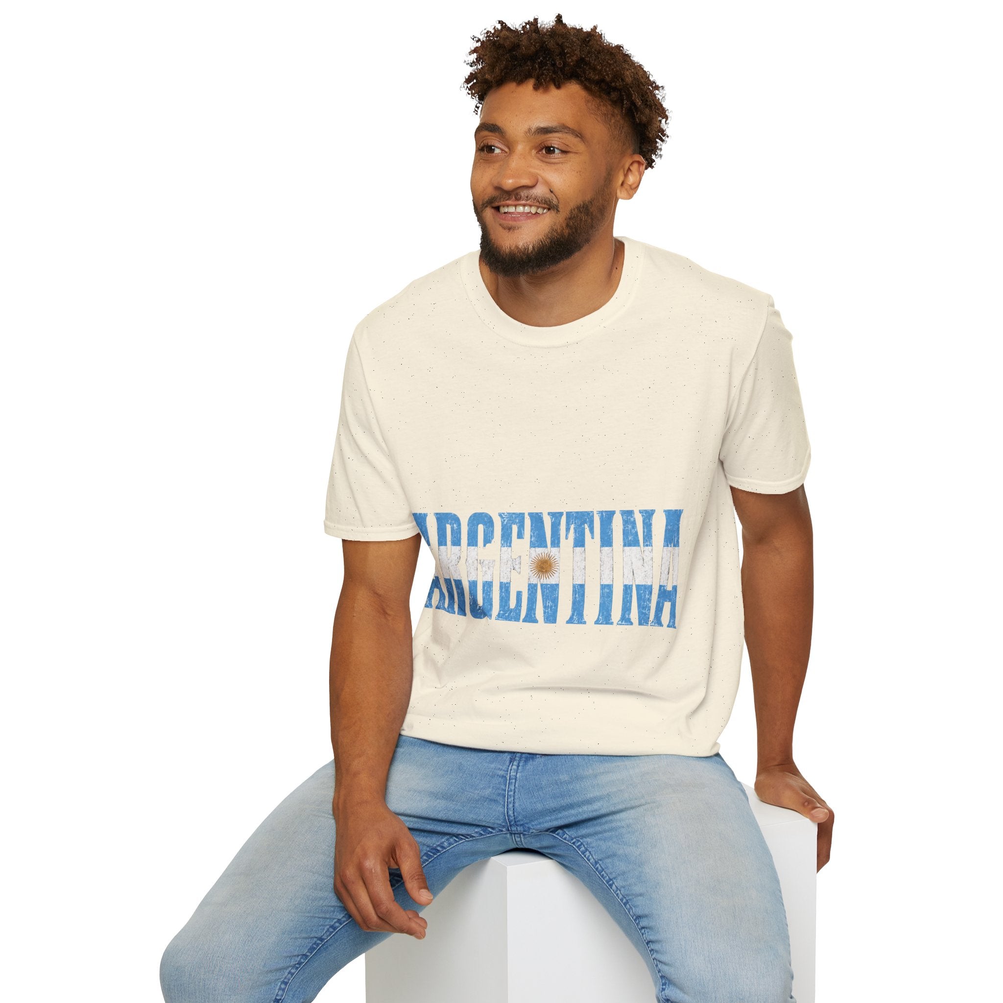 Argentina Beach Vibes T-Shirt — Distressed Blue "ARGENTINA" Graphic