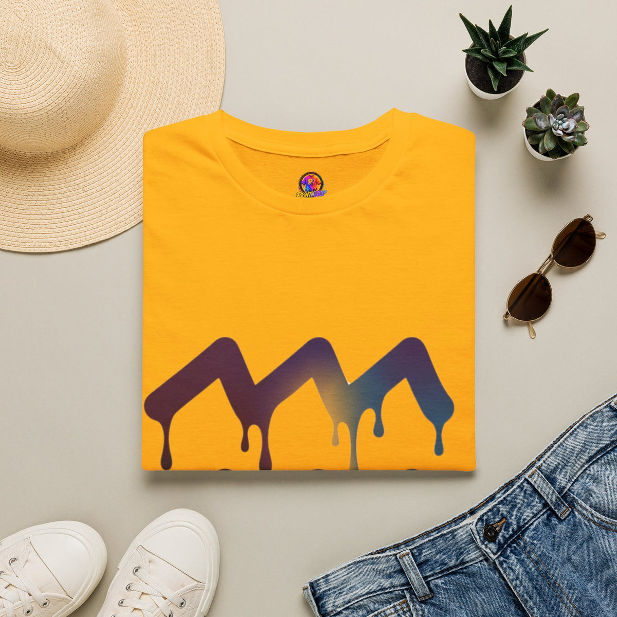 Aquarius Zodiac Dripping Chevron Graphic T-Shirt
