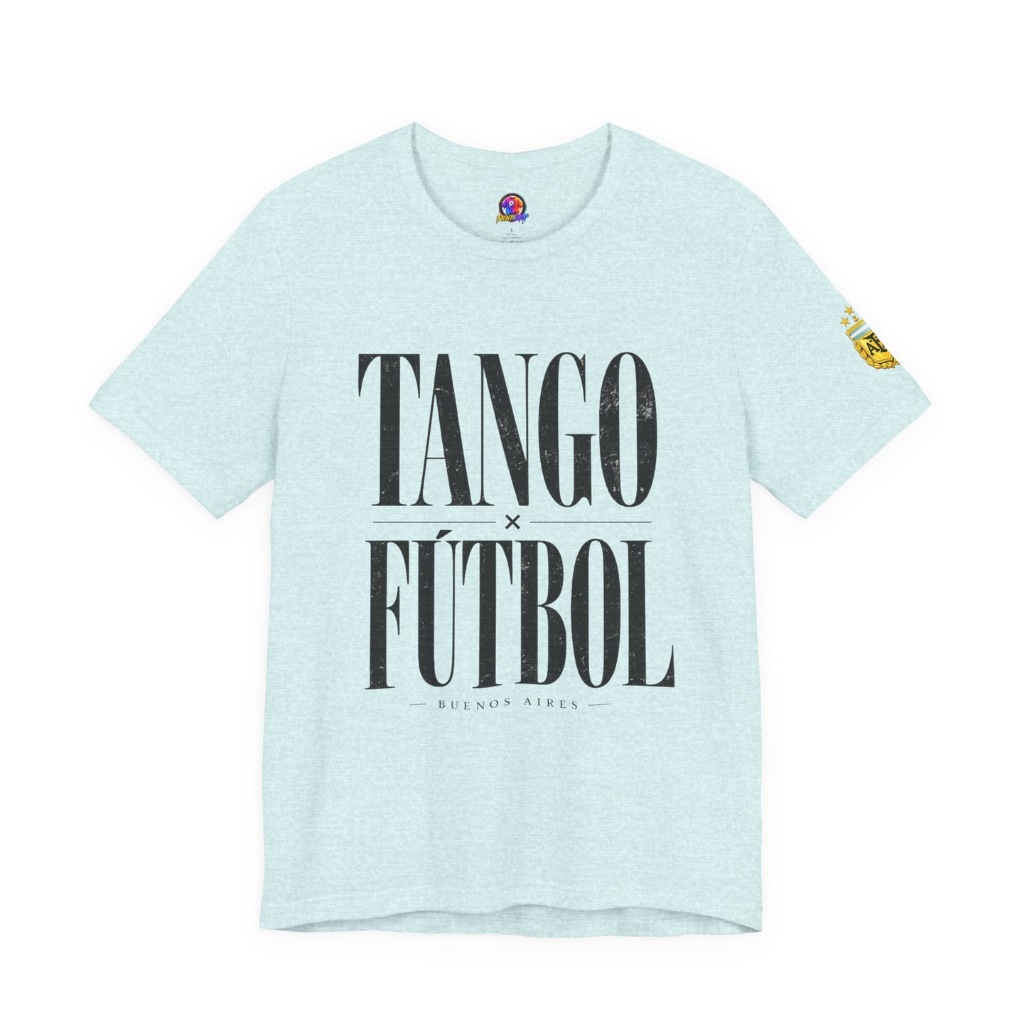 Argentina - Tango y Fútbol Graphic Tee - Bold Serif Soccer & Dance Shirt