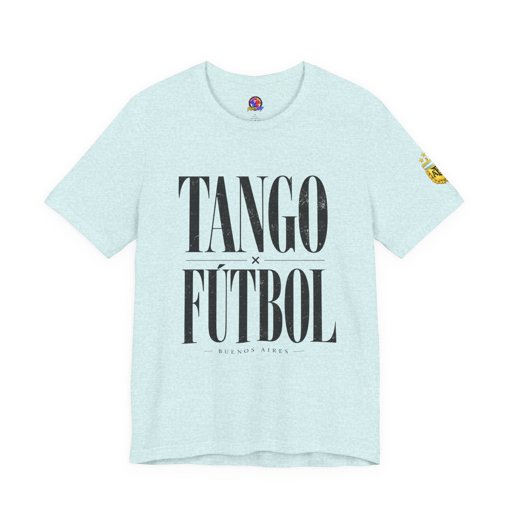 Argentina - Tango y Fútbol Graphic Tee - Bold Serif Soccer & Dance Shirt
