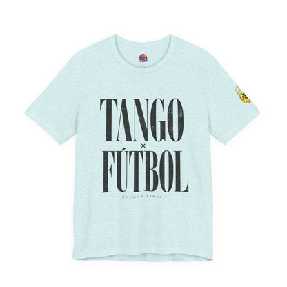 Argentina - Tango y Fútbol Graphic Tee - Bold Serif Soccer & Dance Shirt