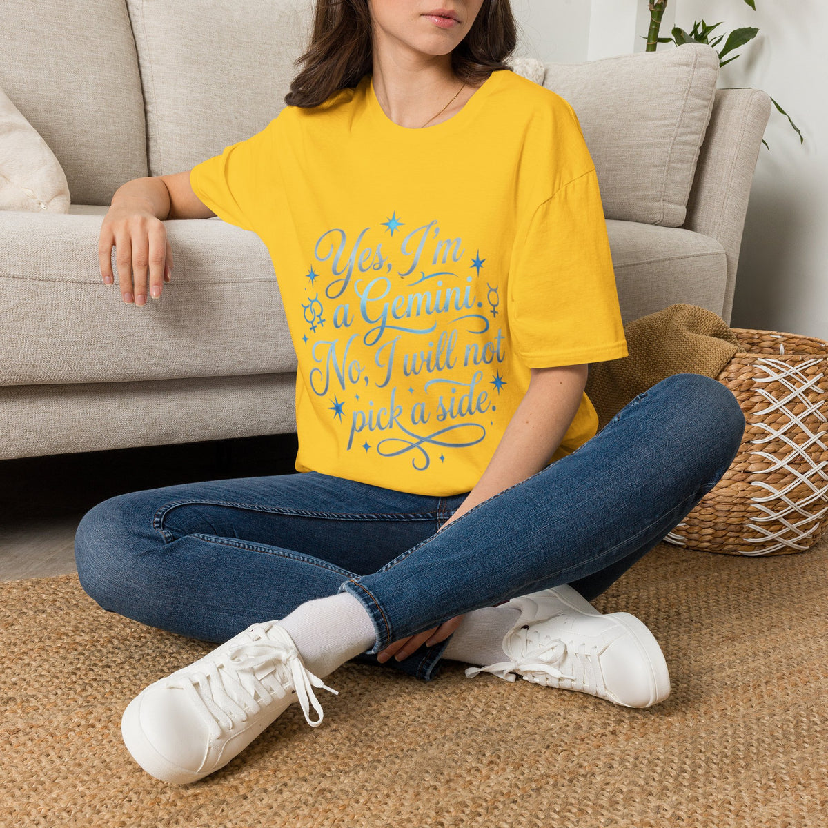 Yes, I'm a Gemini T-Shirt — Funny Zodiac Astrology Tee (“No, I will not pick a side”)
