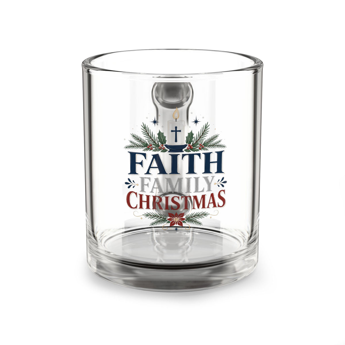 Christmas Glass Mug Faith Family Christmas Glass Mug - 10oz Holiday Coffee Cup