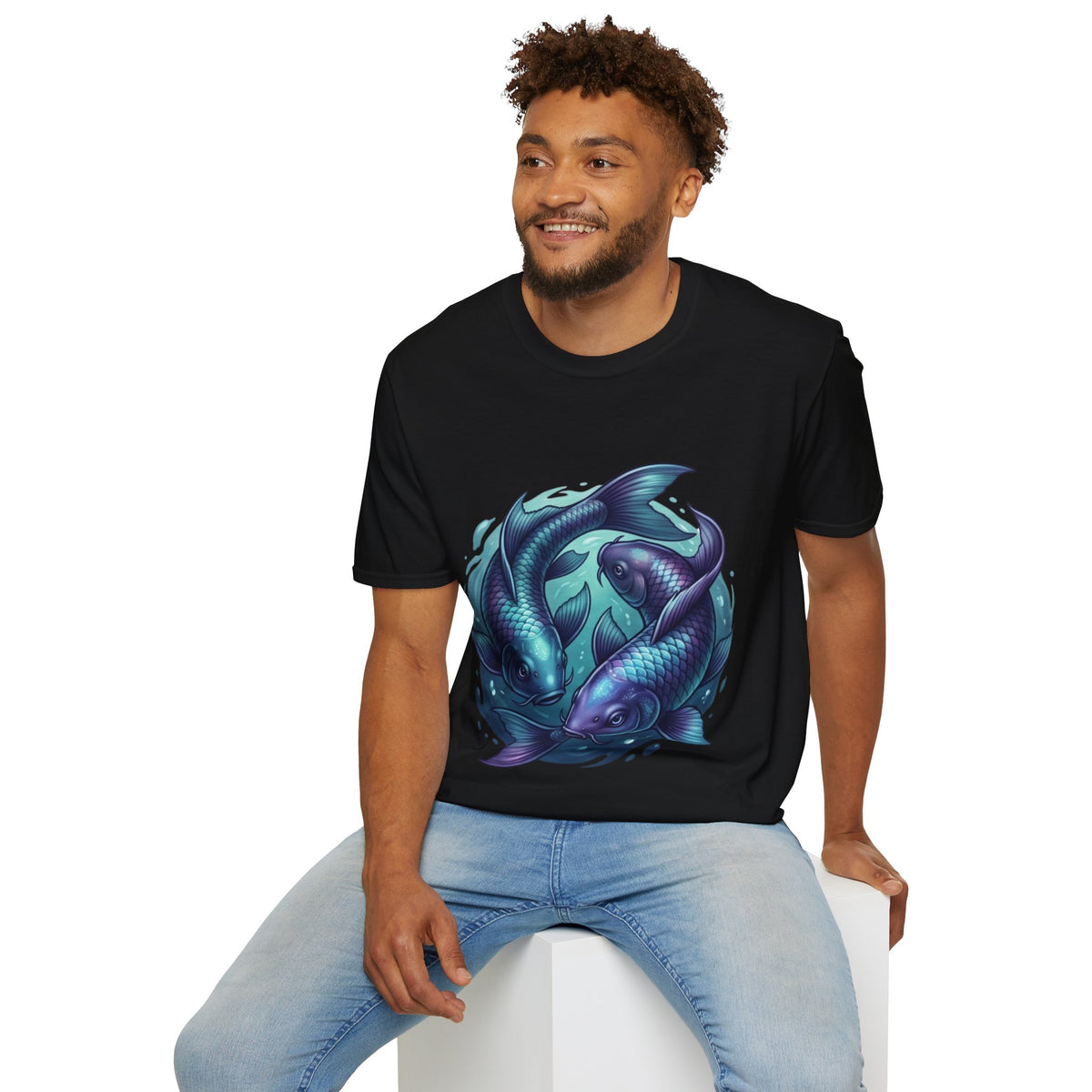 Koi Fish Circle T-Shirt — Artistic Yin Yang Aquatic Tee