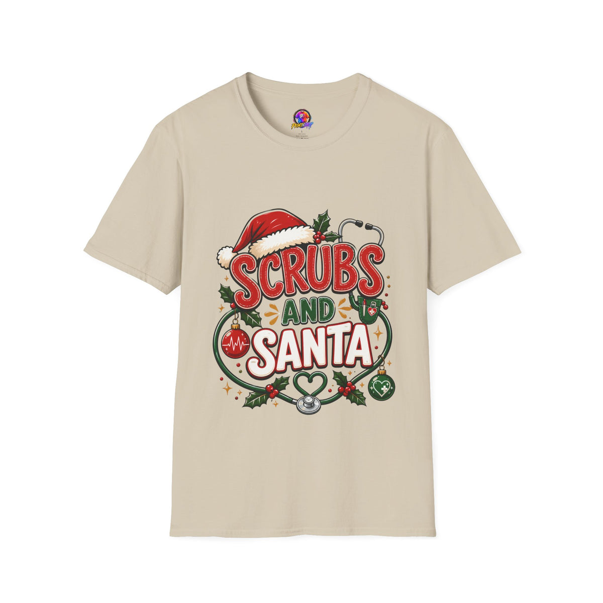 Scrubs and Santa Christmas Tee — Funny Nurse Holiday T-Shirt