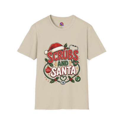 Scrubs and Santa Christmas Tee — Funny Nurse Holiday T-Shirt