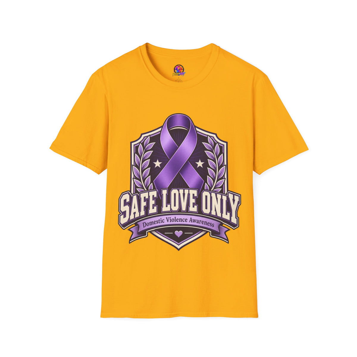 Domestic Violence Awareness T-Shirt — "Safe Love Only" Purple Ribbon Tee