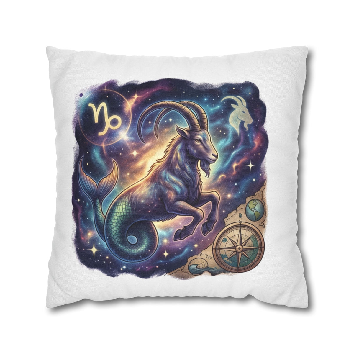 Capricorn Zodiac Throw Pillowcase — Mystical Goat Constellation Home Decor