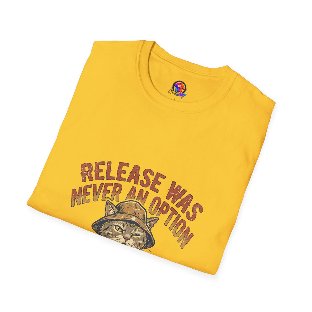 Funny And Witty Fishing Cat T-Shirt – "Release Was Never An Option" Vintage Angler Tee
