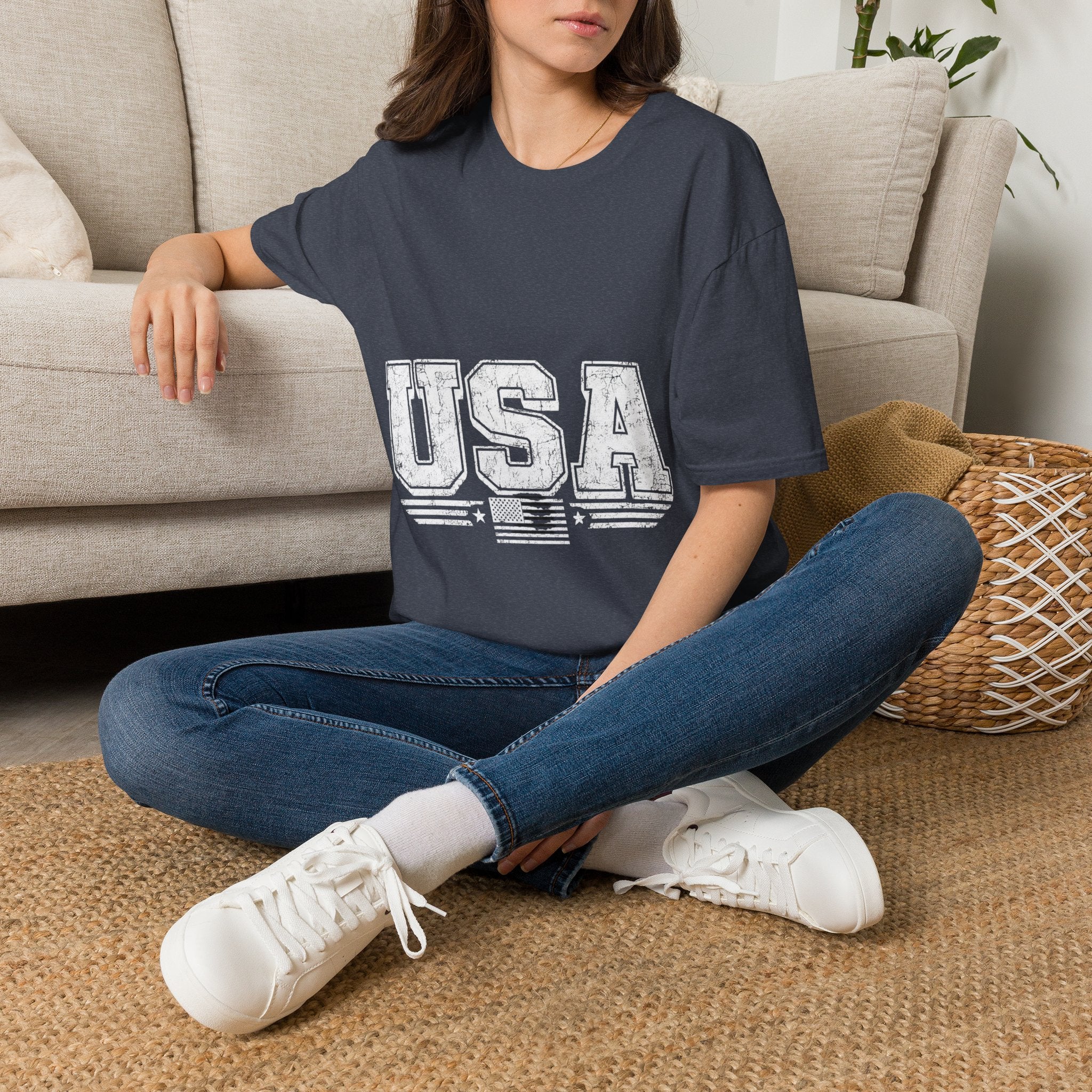 USA Vintage Block T-Shirt — Patriotic Americana Graphic Tee