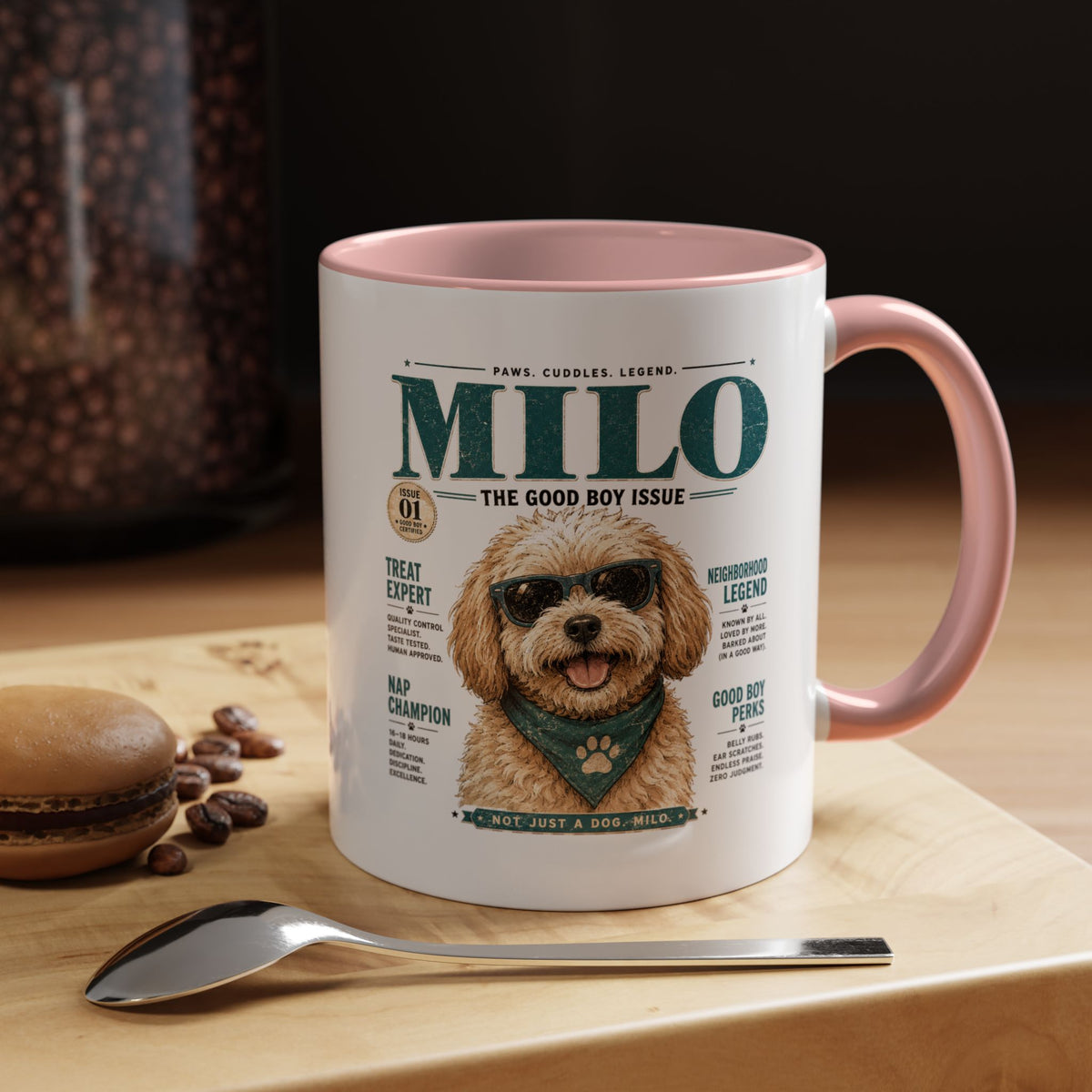 Milo Bailey Dog Dad Mom Milo Magazine-Style Accent Coffee Mug — Cute Dog Portrait