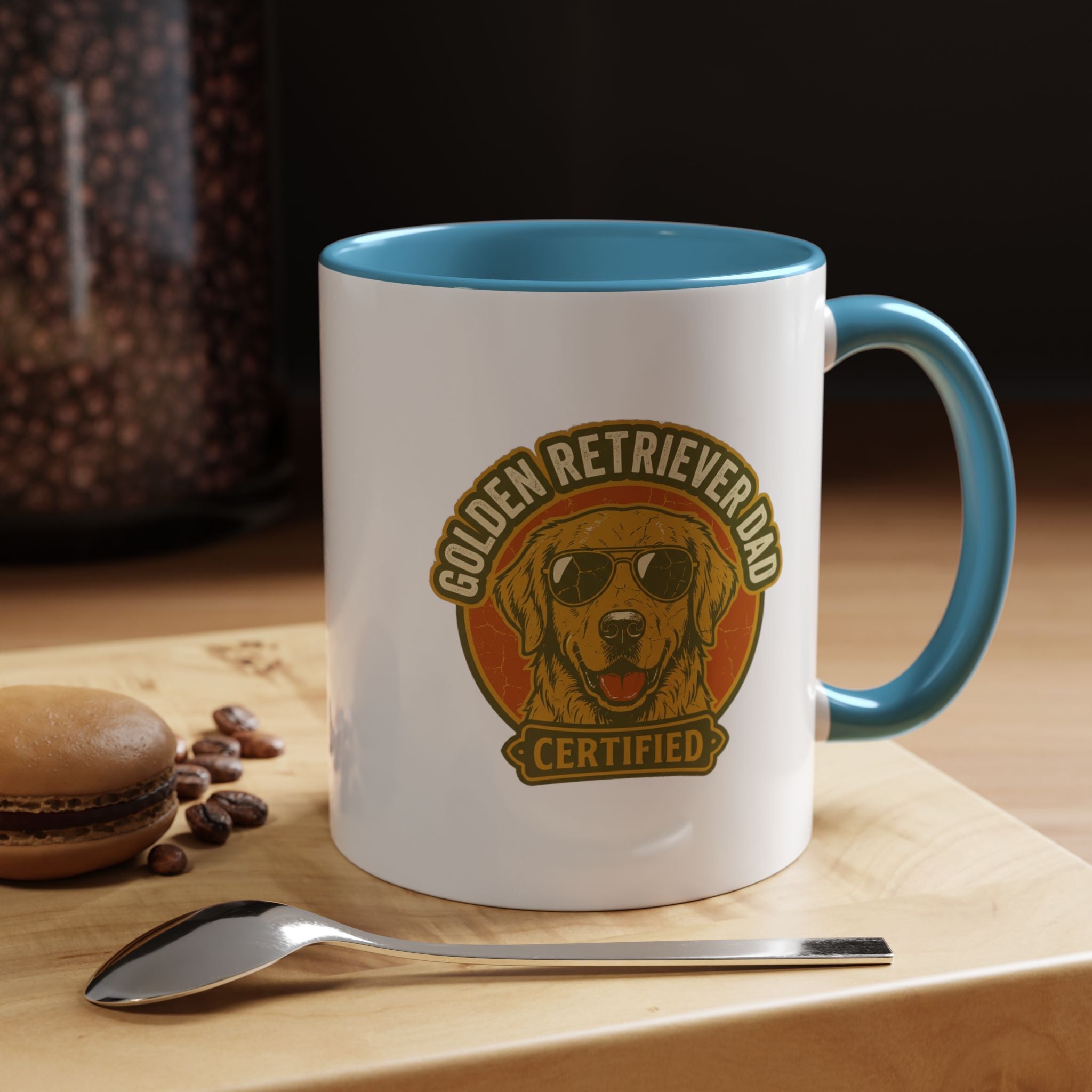 Funny Golden Retriever Dad Coffee Mug — "Certified" Dog Dad Accent Mug