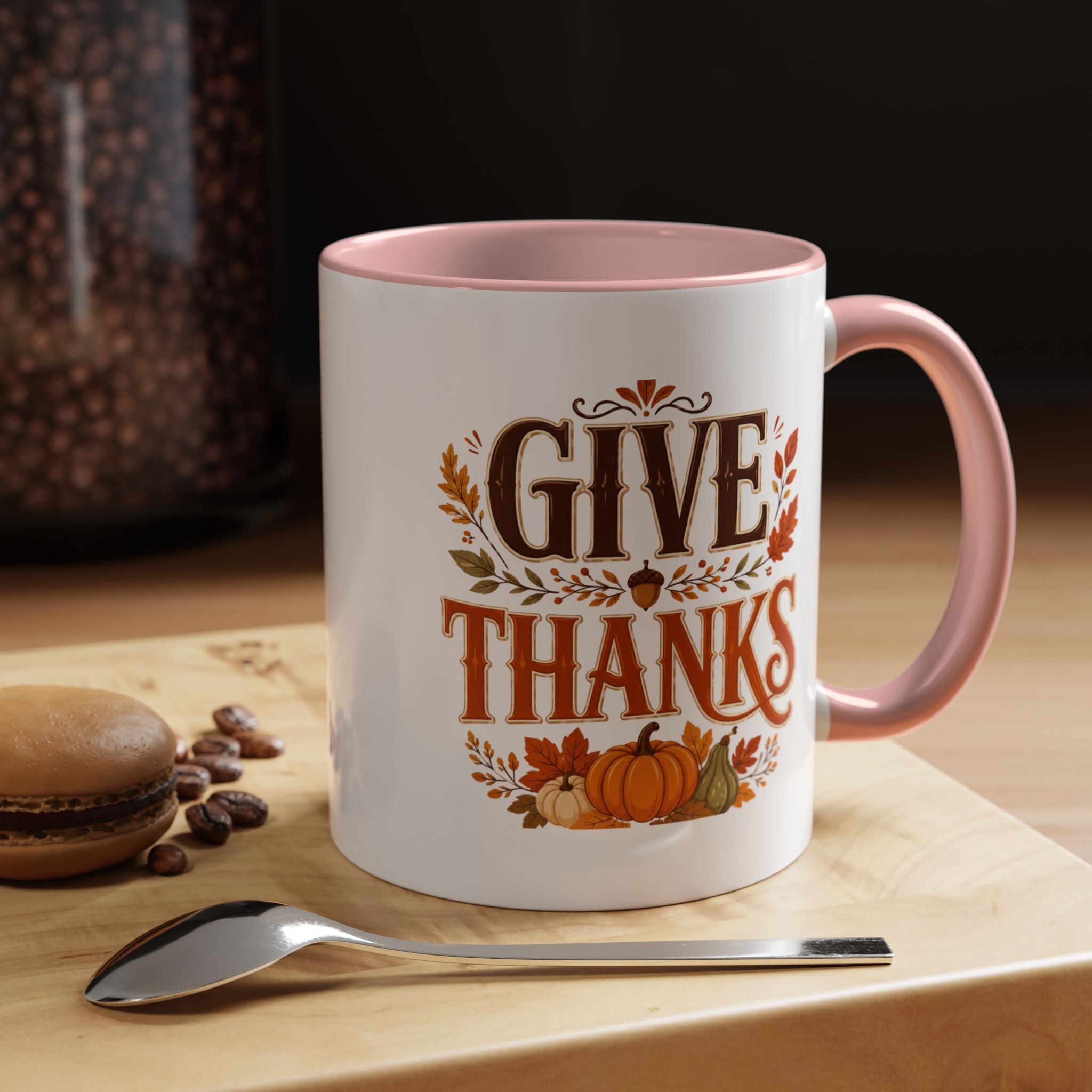 Thanksgiving Mug Give Thanks Coffee Mug — Thanksgiving Fall Accent Mug