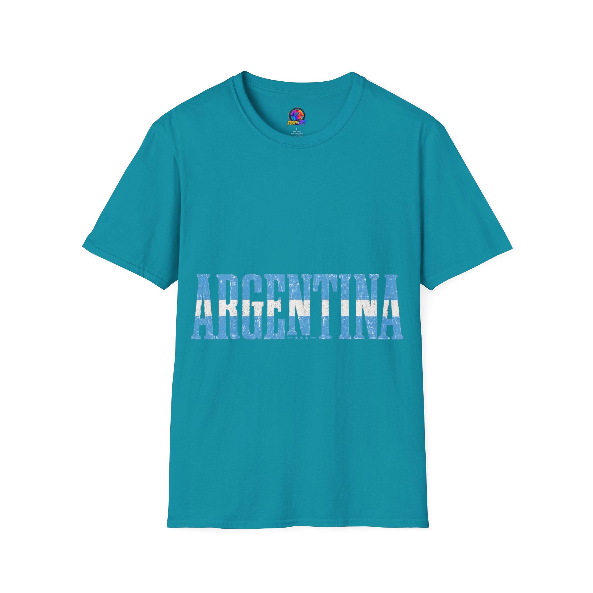 Argentina Stencil Tee — Horizontal Blue Text Argentina T-Shirt