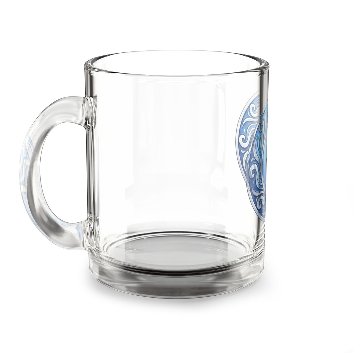 Pisces Zodiac Glass Mug — 10oz Astrology Coffee Cup, Blue Pisces Symbol