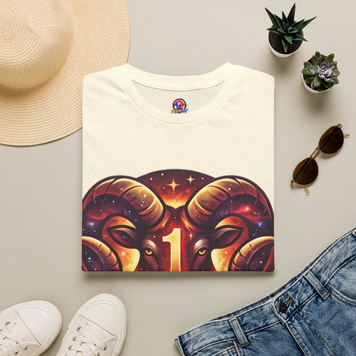 Aries Zodiac Ram Graphic T-Shirt — 'First in the Zodiac' Astrology Tee