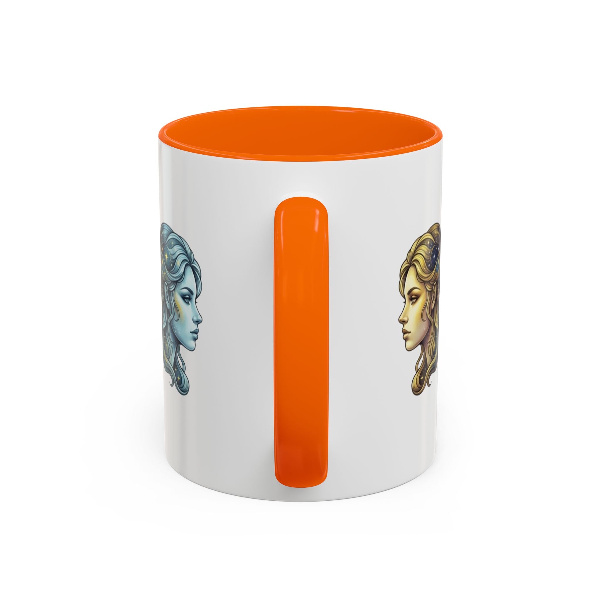 Gemini Zodiac Accent Coffee Mug — Dual Faces Astrology Design