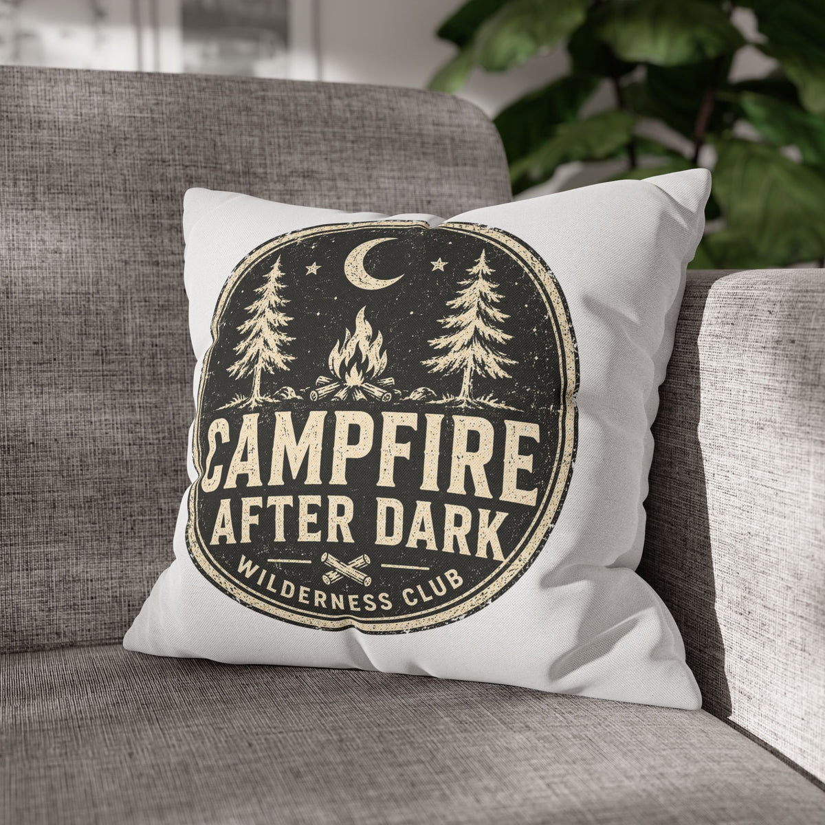 Campfire After Dark Decorative Pillowcase Milo Bailey Dog Dad Mom — Wilderness Camping Accent