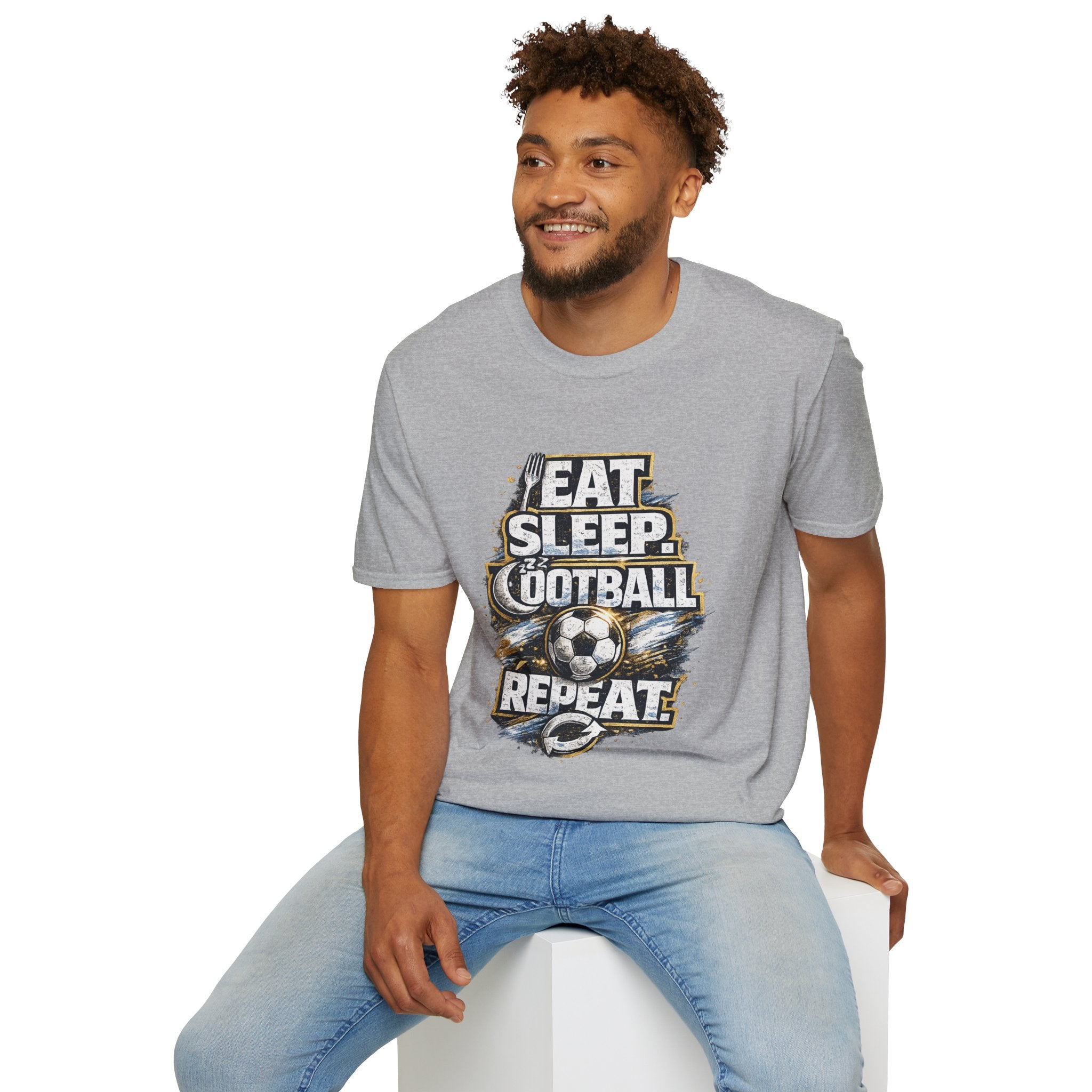 Football 'Eat Sleep Football Repeat' T-Shirt — Vintage Soccer Fan Tee