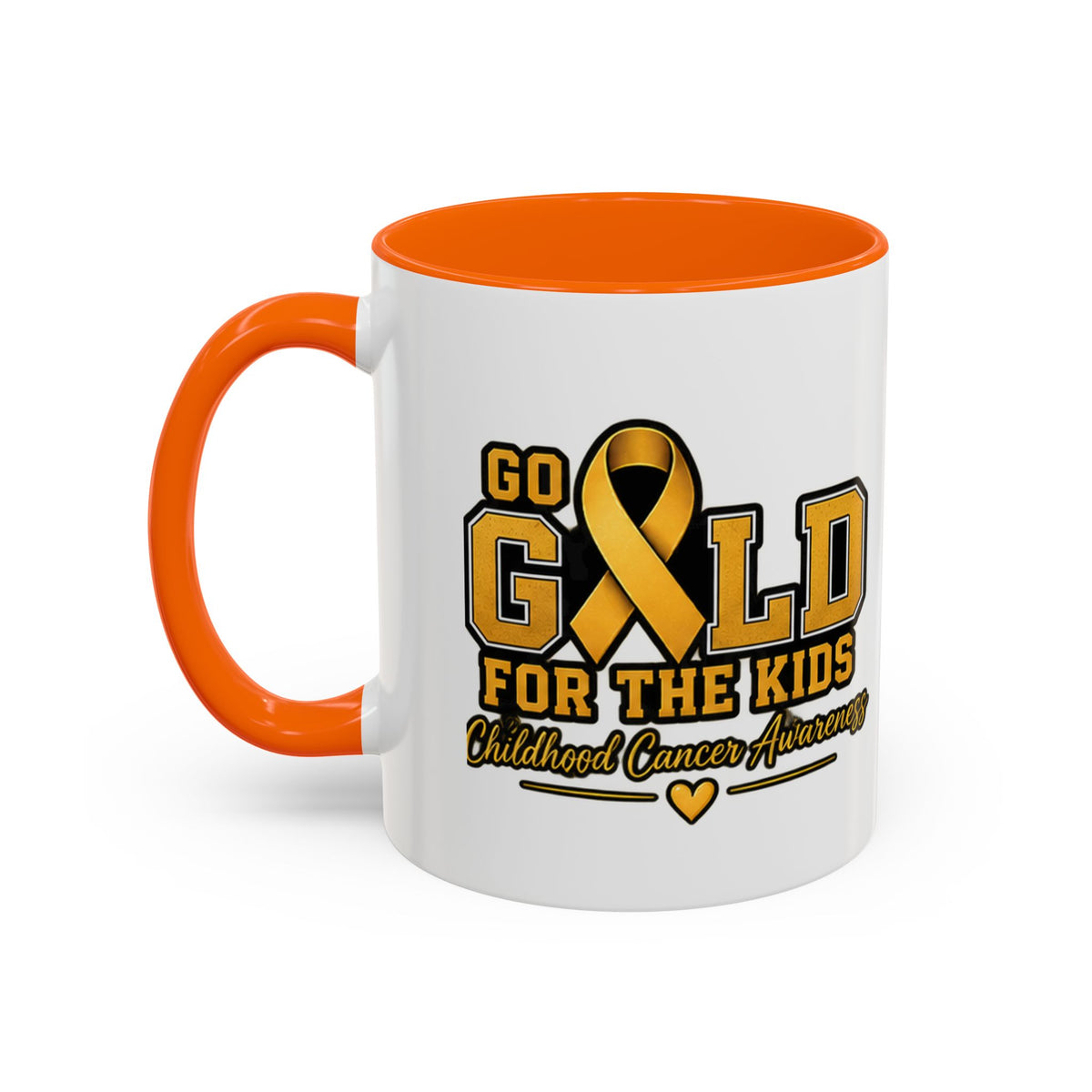 Gold For The Kids Coffee Mug — Childhood Cancer Awareness Accent Mug (11/15oz)