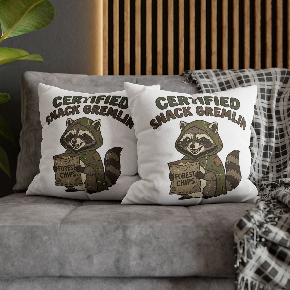 Funny Certified Snack Gremlin Raccoon Throw Pillowcase