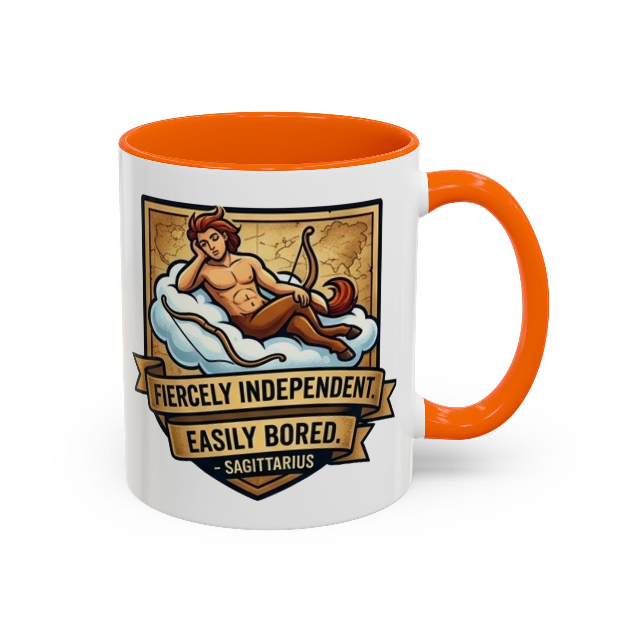 Sagittarius Coffee Mug — "Fiercely Independent, Easily Bored" Zodiac Accent Mug (11/15 oz)