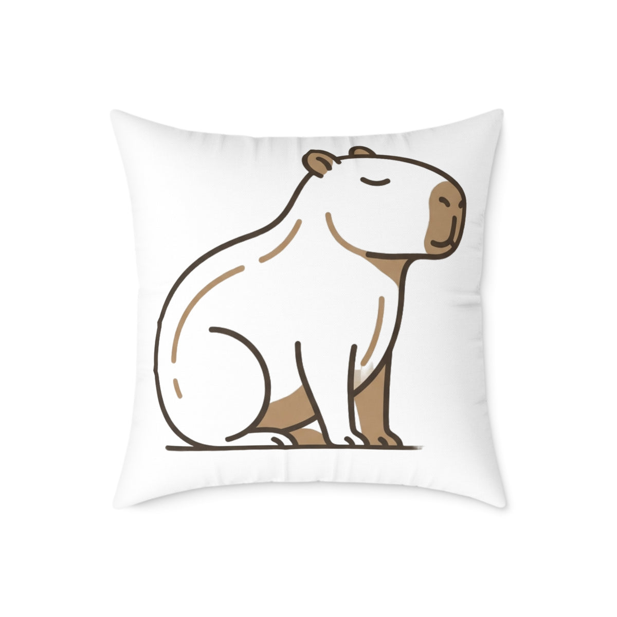Funny Capybara Cartoon Square Throw Pillow – Cute Relaxed Capybara Decorative Cushion