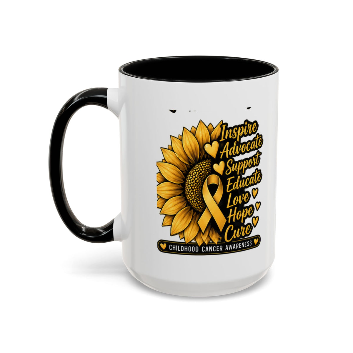 Childhood Cancer Awareness Sunflower Accent Coffee Mug (11/15oz)