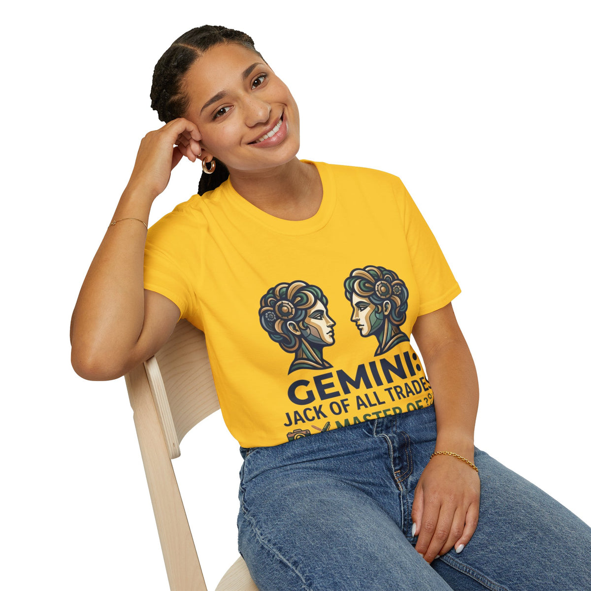 Gemini Zodiac T‑Shirt — Vintage Twins Astrology Tee ("Gemini: Jack of All Trades")