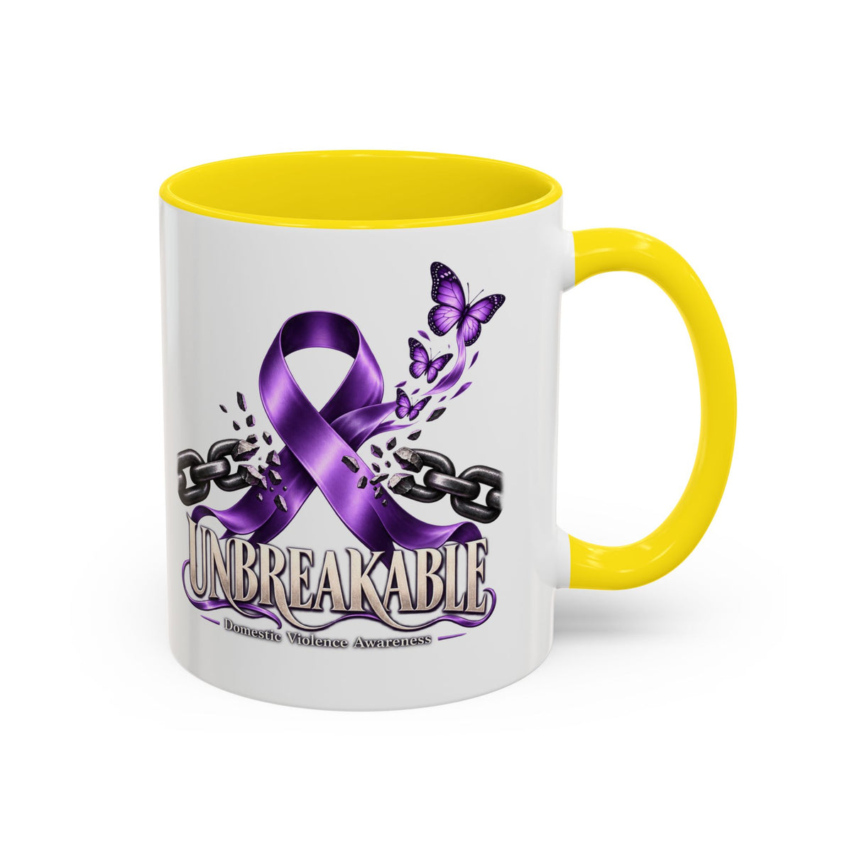 Unbreakable Purple Ribbon Coffee Mug —Domestic Violence Awareness Support Accent Mug