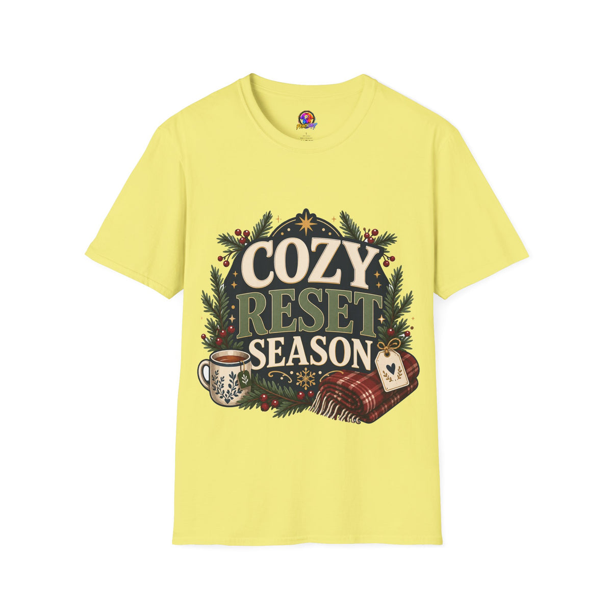 Cozy Reset Season T‑Shirt — Holiday Cozy Cabin Graphic Tee