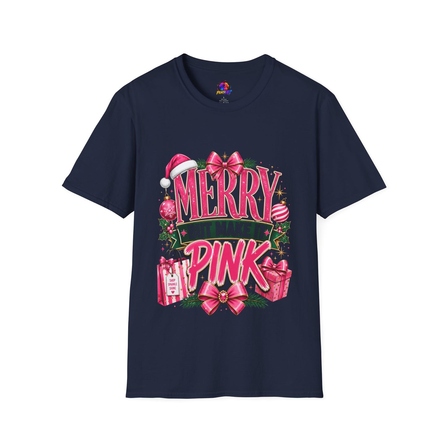 Christmas T-Shirt — "Merry But Make It Pink" Holiday Tee