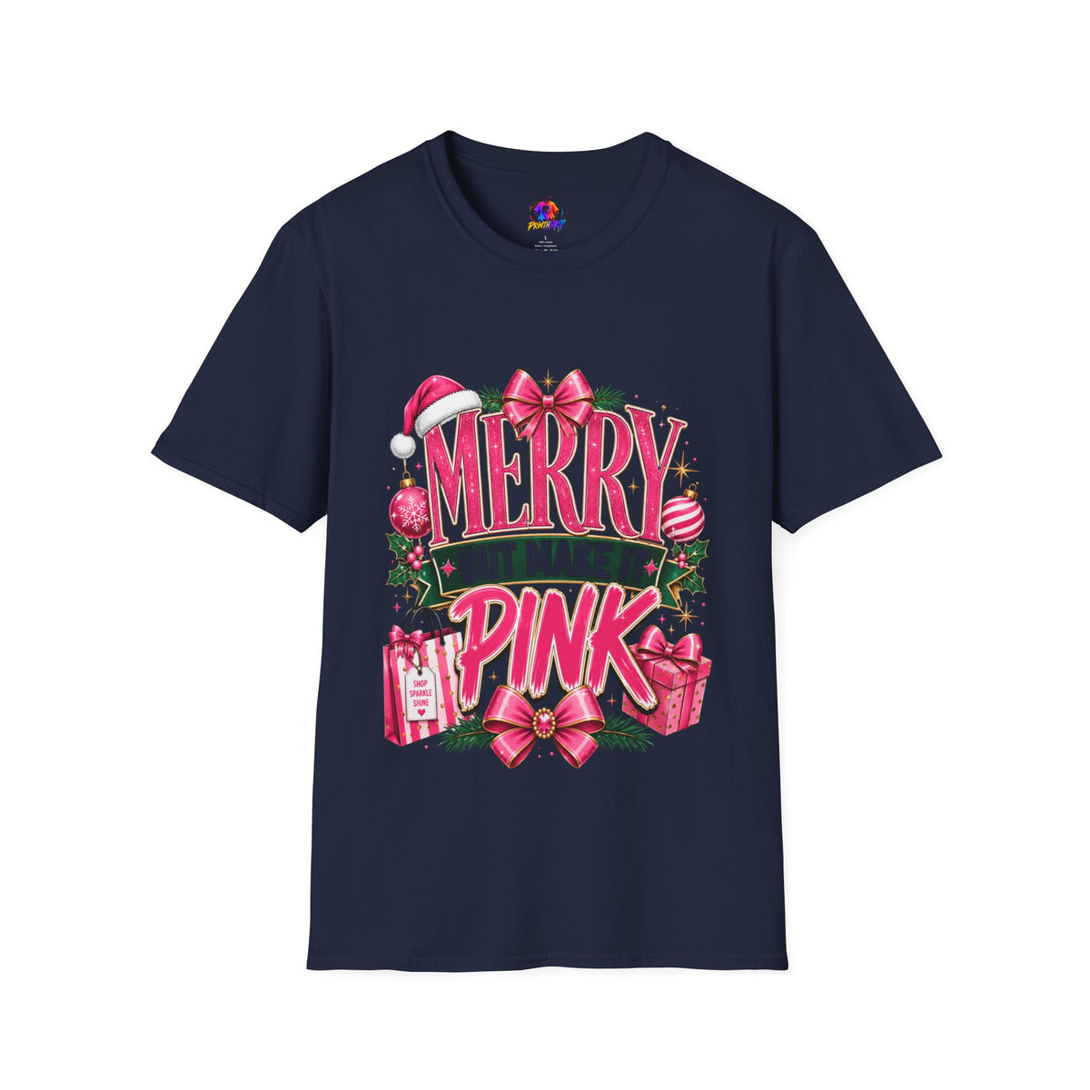 Christmas T-Shirt — "Merry But Make It Pink" Holiday Tee