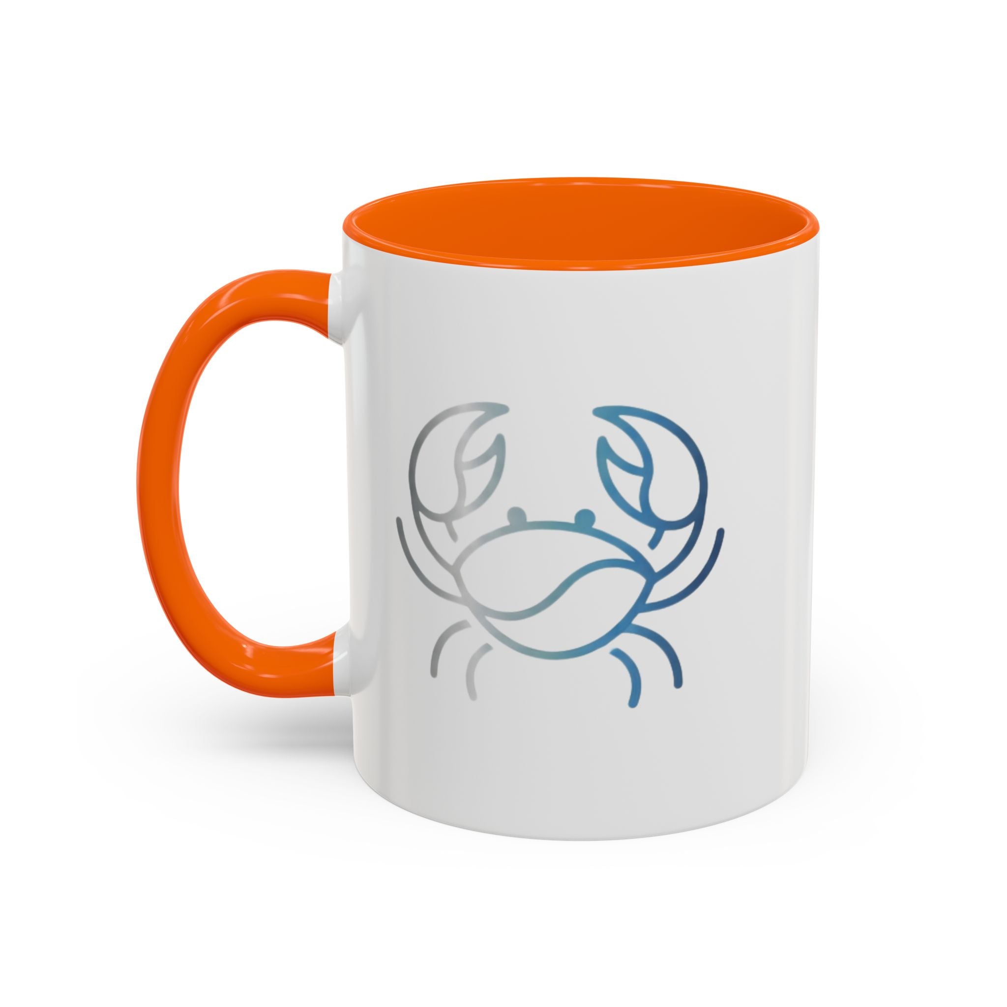 Crab Accent Coffee Mug — Minimal Coastal Zodiac Crab Design