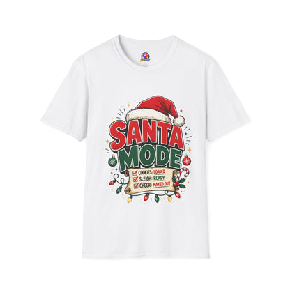 Santa Mode T-Shirt — Holiday Christmas Graphic Tee with Santa Hat