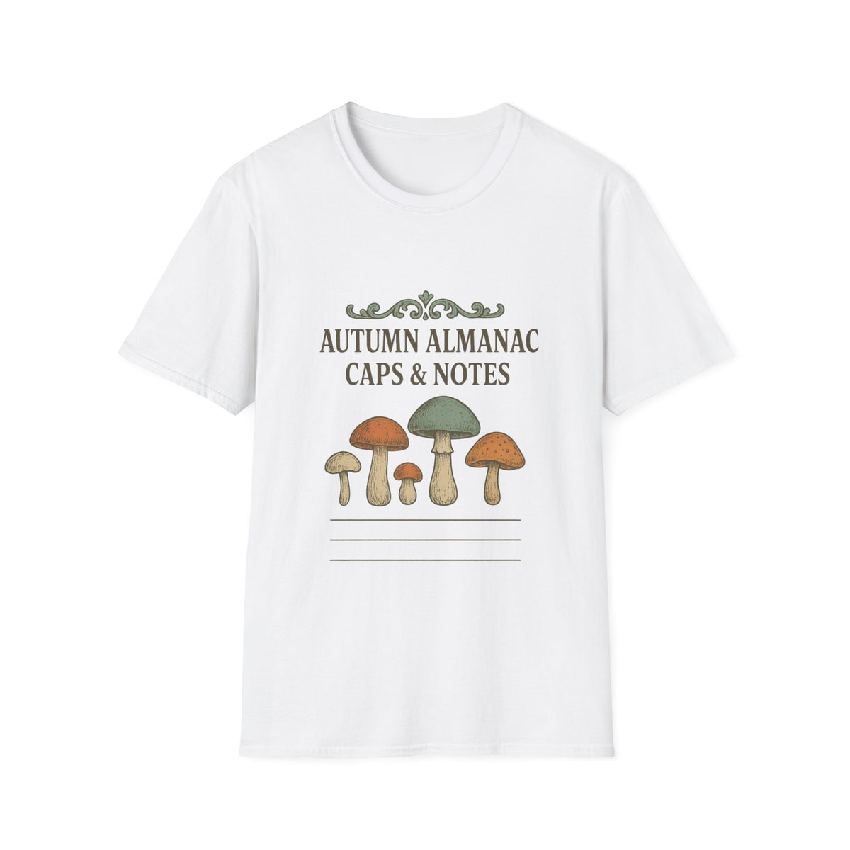 Mushroom Almanac T‑Shirt — Autumn Caps & Notes Botanical Tee - Trending Now - October 2026