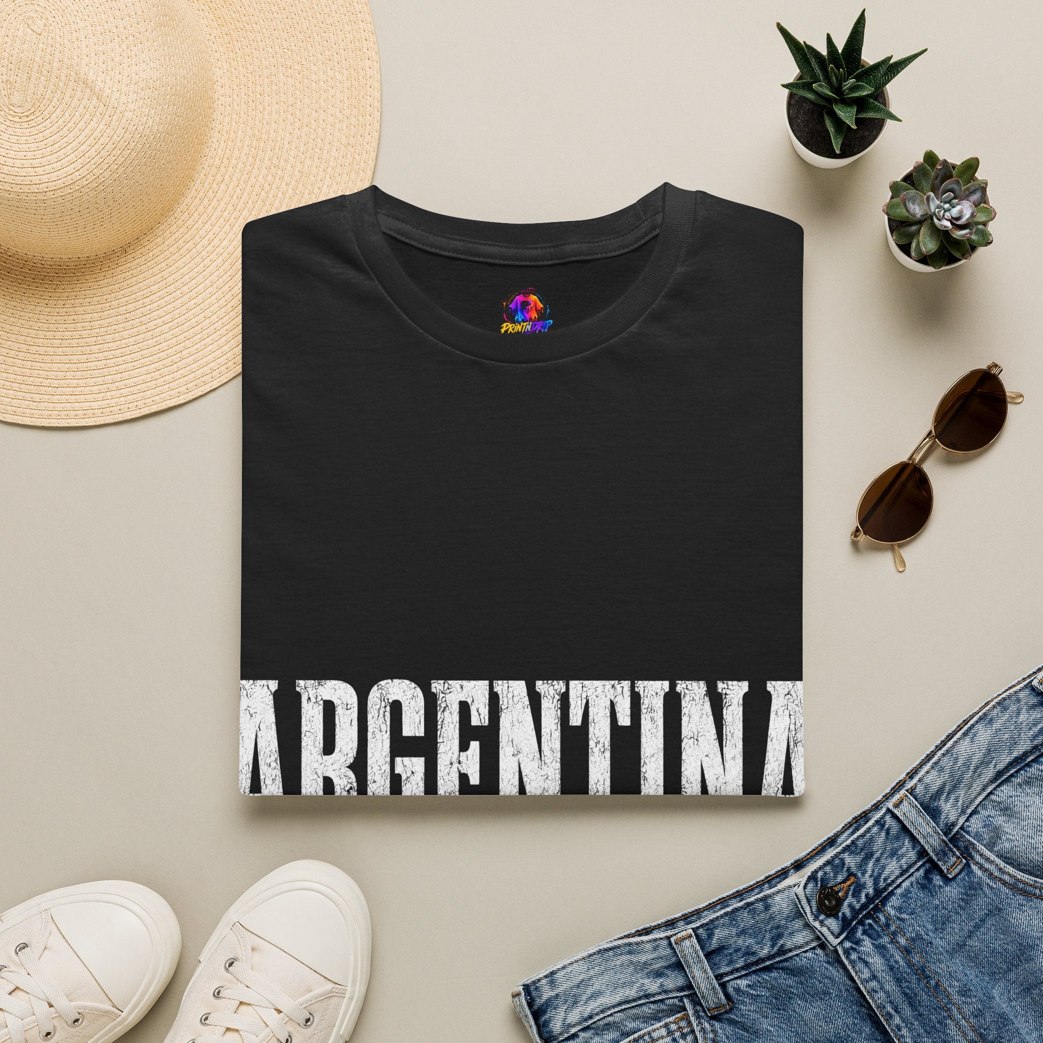 Argentina Graphic T-Shirt — Retro Flag Stripe Football Soccer Tee