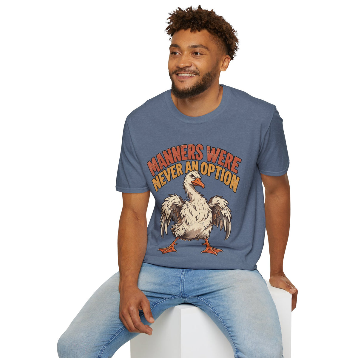 Funny And Witty “Manners Were Never An Option” Goose Graphic T-Shirt