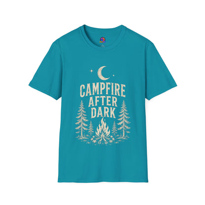 Campfire After Dark T-Shirt — Vintage Moon & Pine Camping Tee