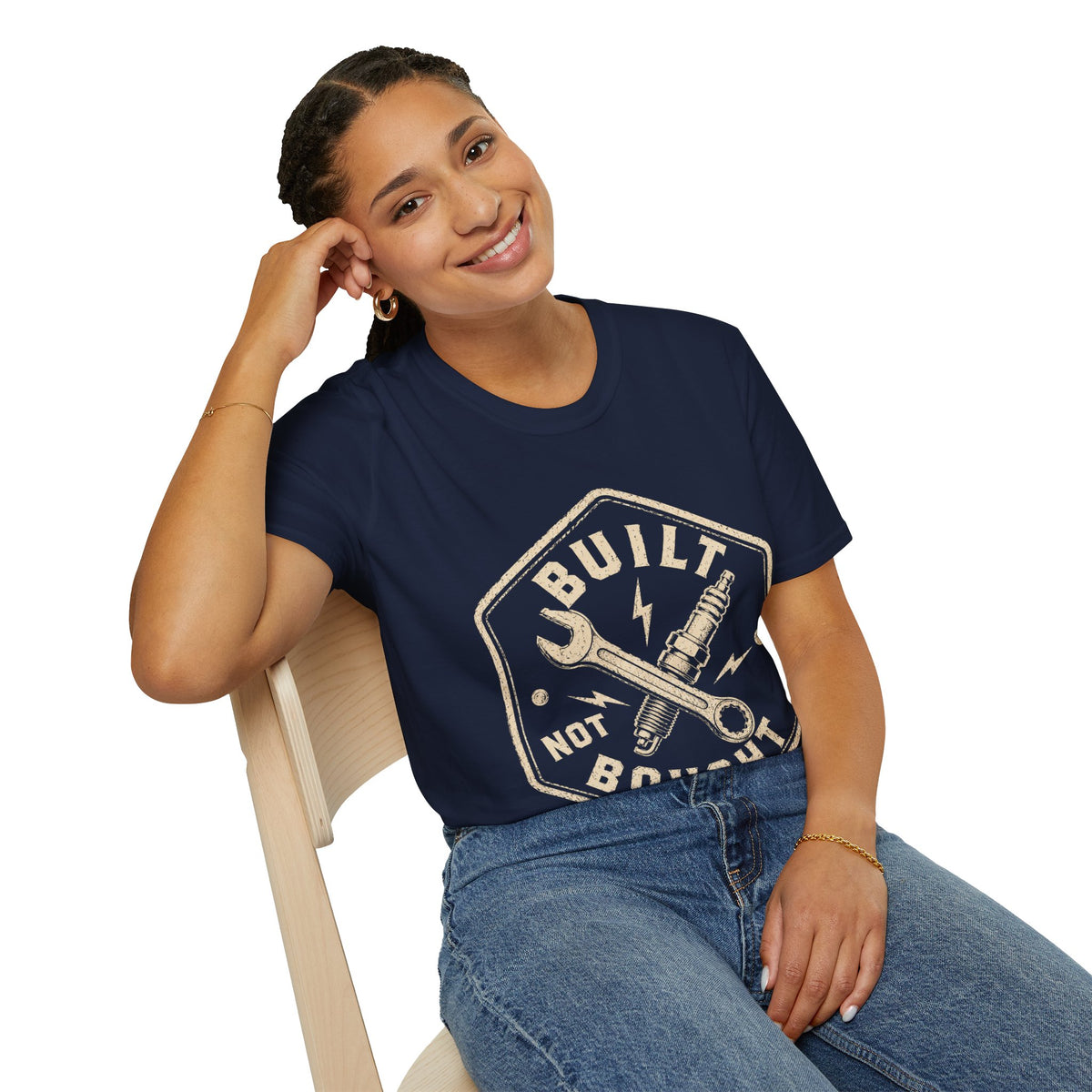 Built Not Bought T-Shirt — Vintage Mechanic Wrench & Spark Plug Tee