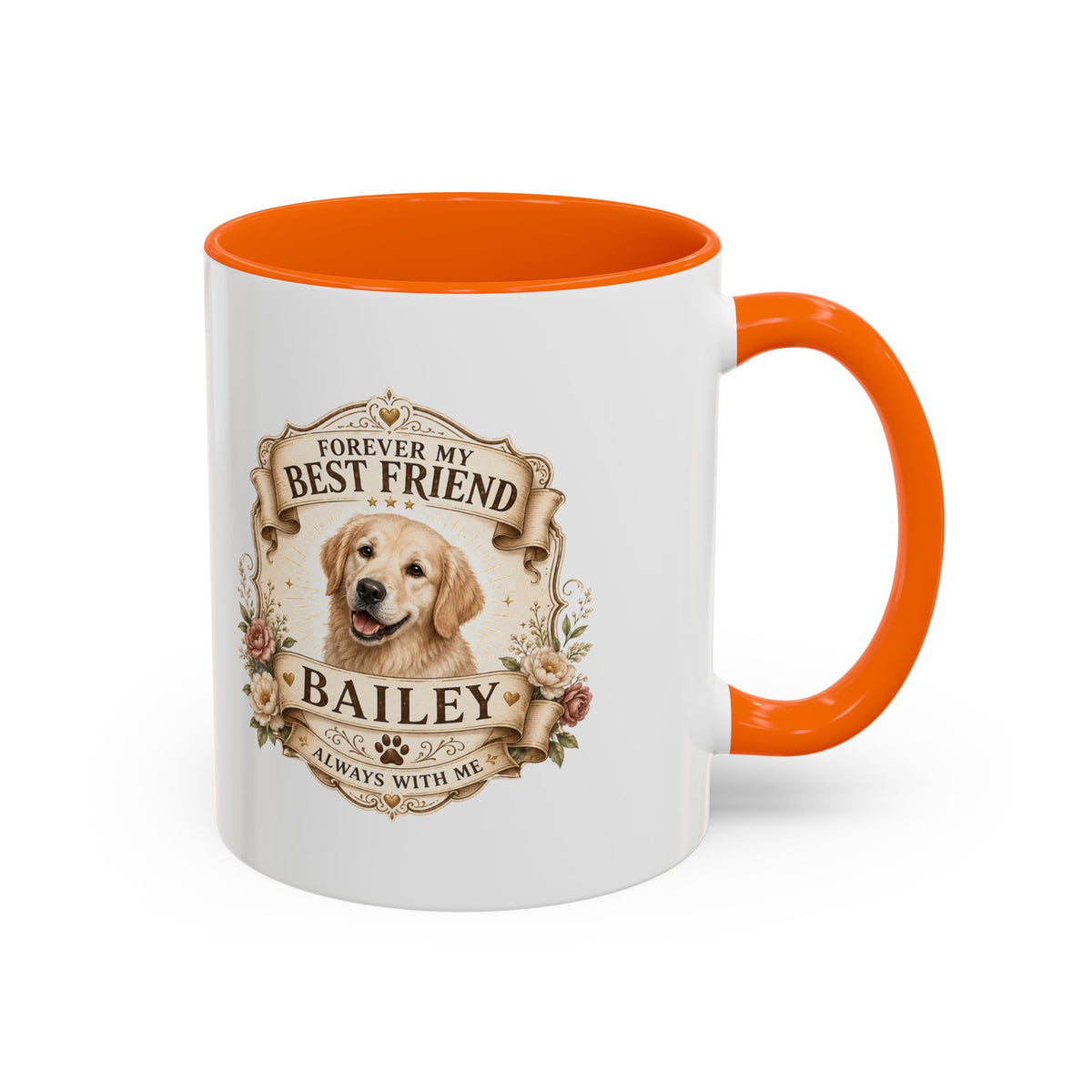 Milo Bailey Dog Dad Mom Personalized Dog Coffee Mug – "Forever My Best Friend" Golden Retriever Accent Mug